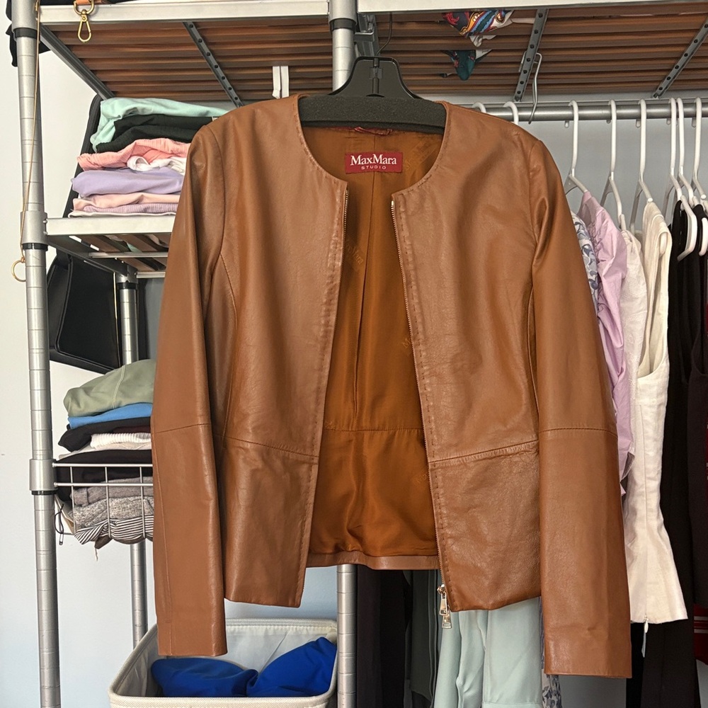 Max Mara Women's Nappa Leather Jacket, 100% genuine lamb leather